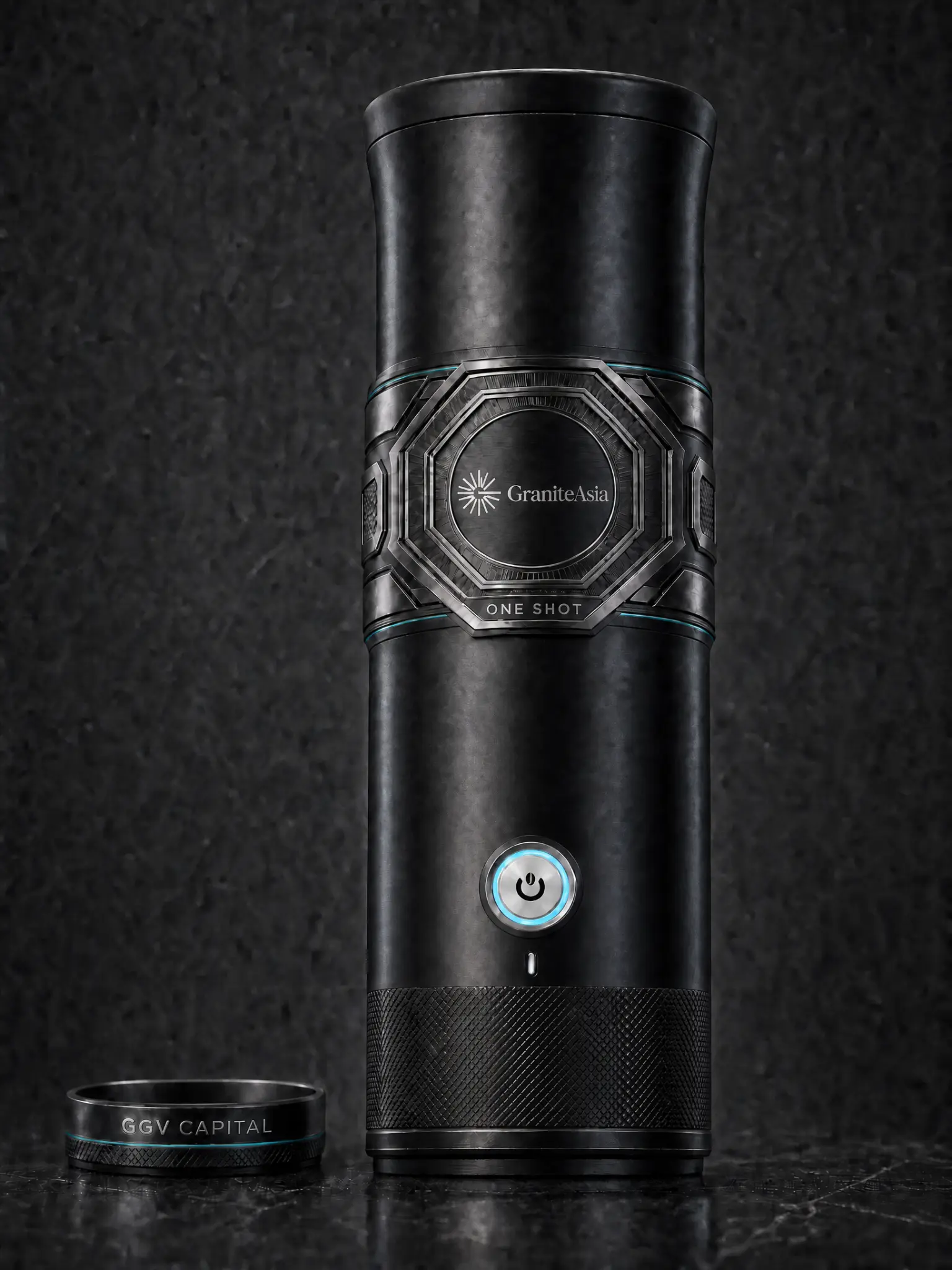 PURA K1 GGV Capital GraniteAsia co-branded edition in deep black with cyan accent ring
