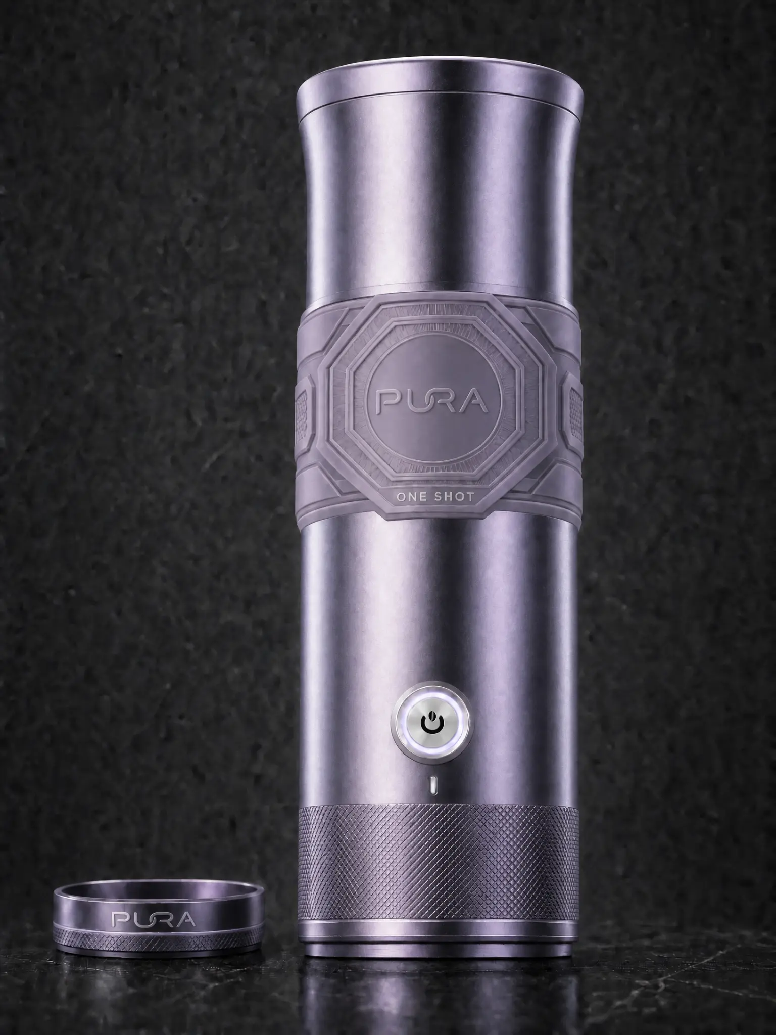 PURA K1 Metal PVD Edition in Lavender Chrome with purple silicone grip